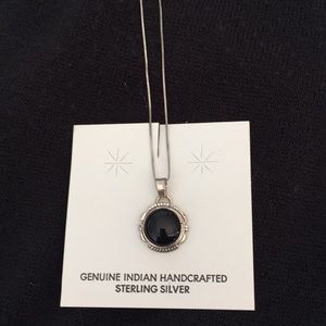 NEW Sterling silver necklace with black stone